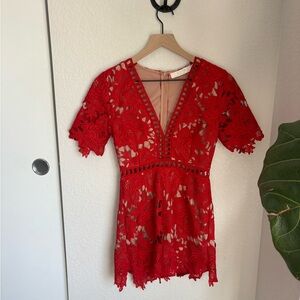 Red lacy romper